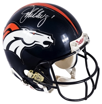 John Elway Signed Denver Broncos Full Size Helmet (Mounted Memories)